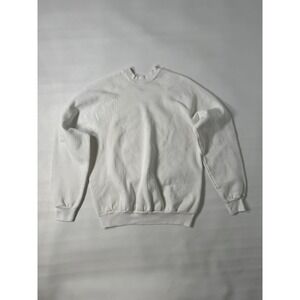 Vintage 80s 90s TULTEX Blank Plain White Raglan Crewneck Sweatshirt XL USA
